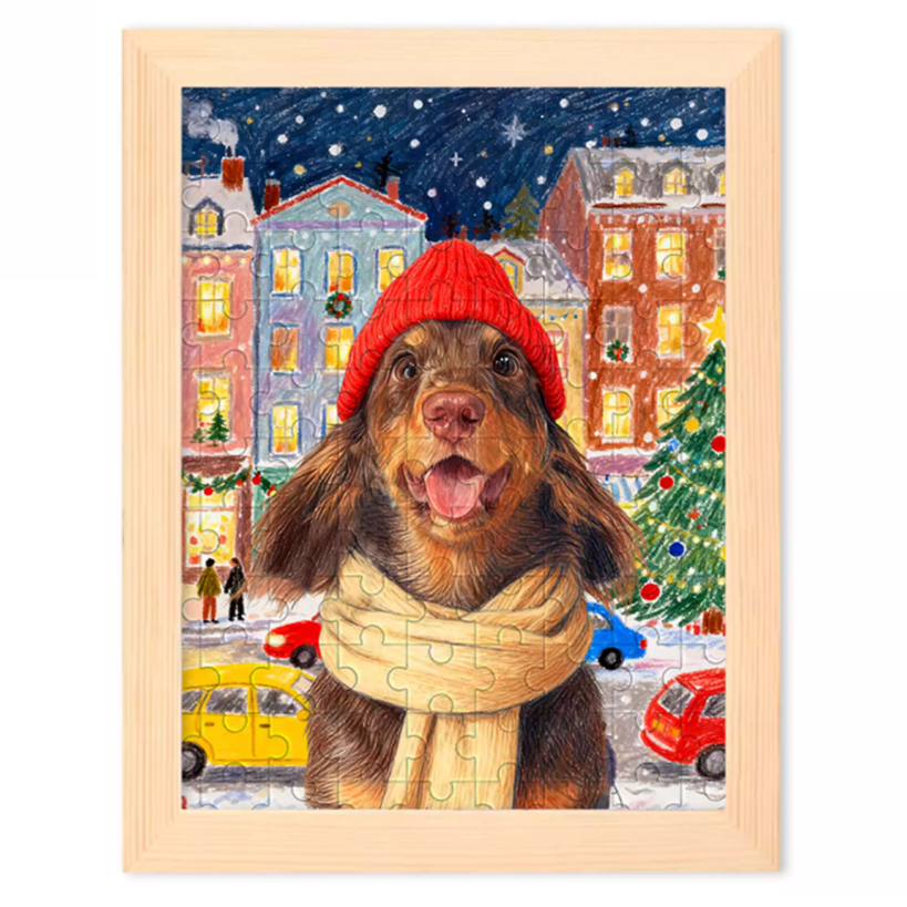 Custom Pet Portrait Puzzle Art – Hand-Illustrated from Your Photo, A Puzzle You Can Display