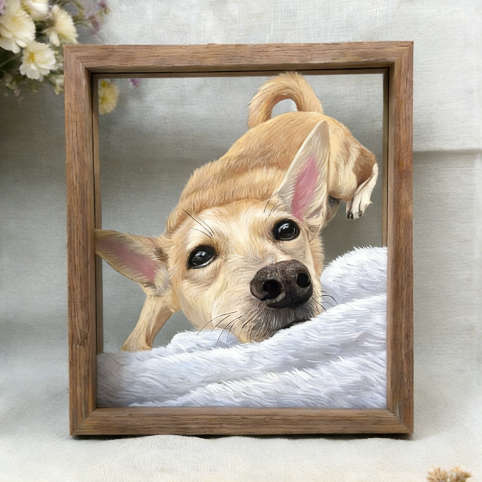Custom Hand Painted Pet Portrait on Glass – Personalized Acrylic Glass Pet Painting from Photo
